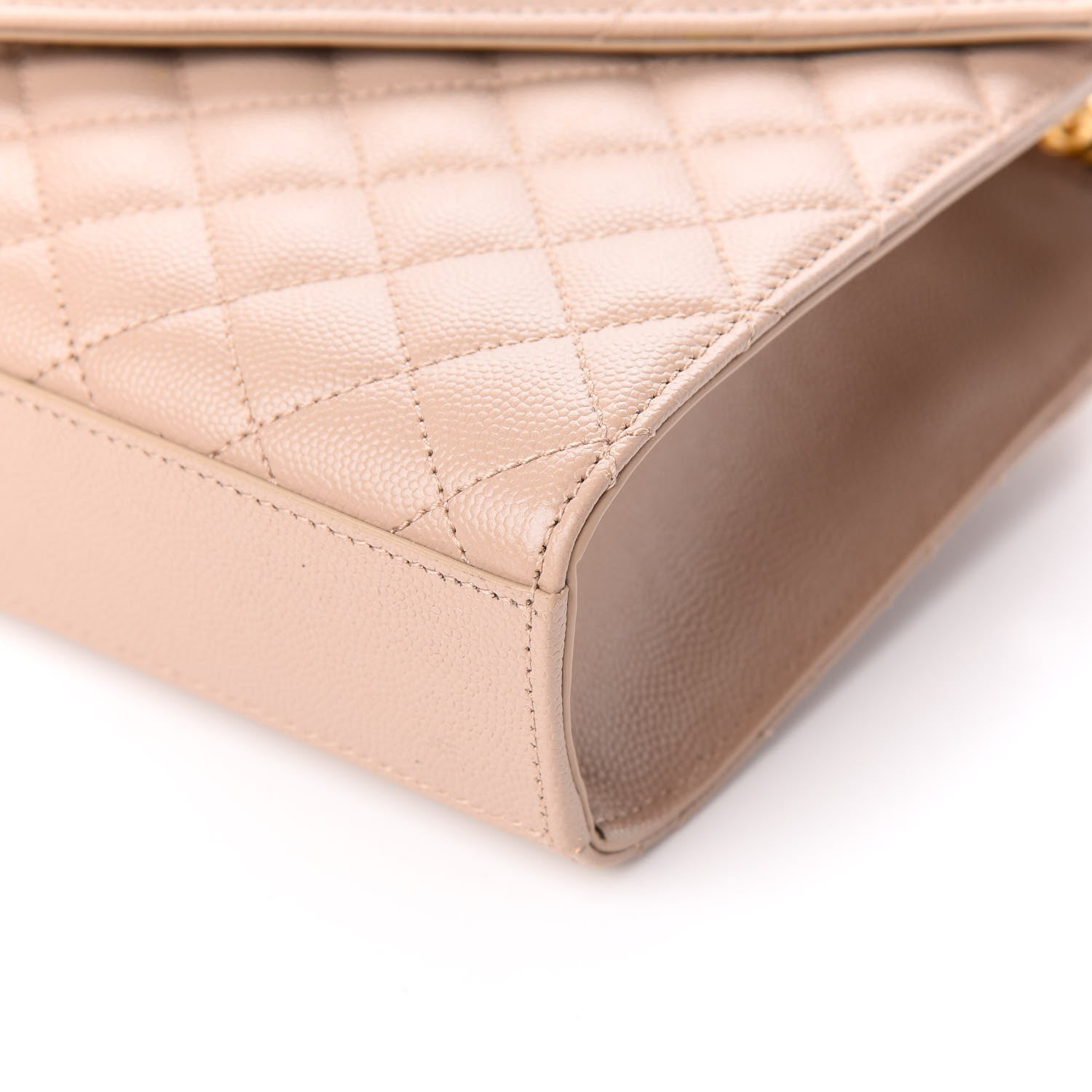 Saint Laurent Grain De Poudre Textured Mixed Matelasse Medium Triquilt Monogram Satchel Dark Beige 10 of 10