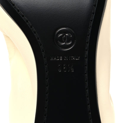Chanel Lambskin CC Turnlock Ballerina Flats 38.5 Ivory Black 7 of 10