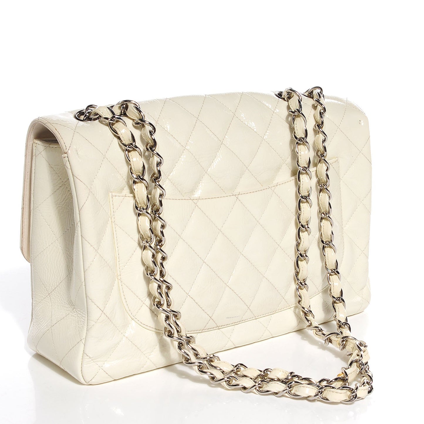 Distressed Patent Jumbo Single Flap White
