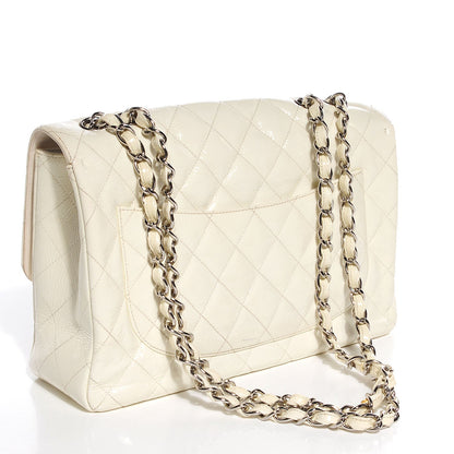 Chanel Distressed Patent Jumbo Single Flap White 3 of 11