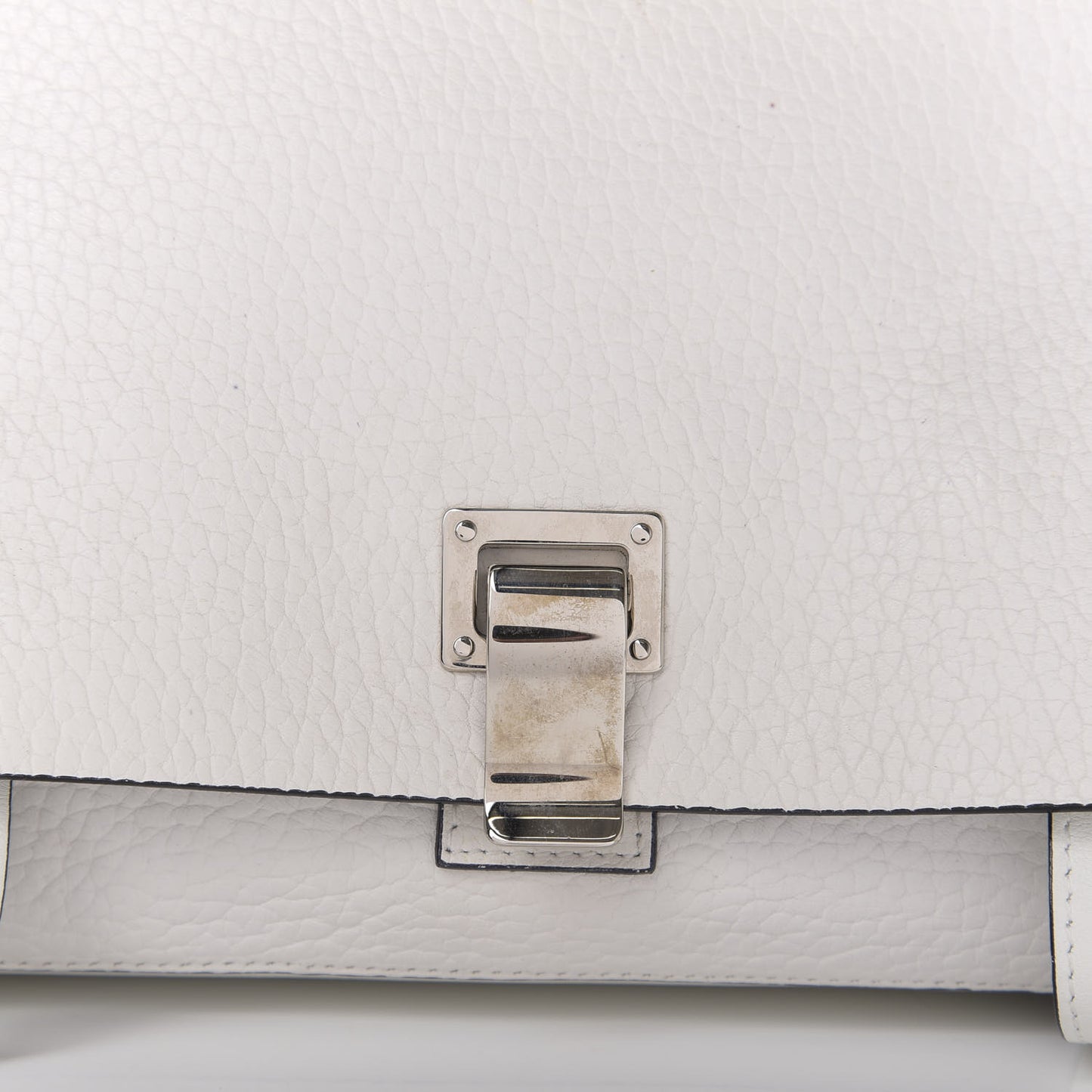 Pebbled Calfskin Double Sided PS Courier Bag White