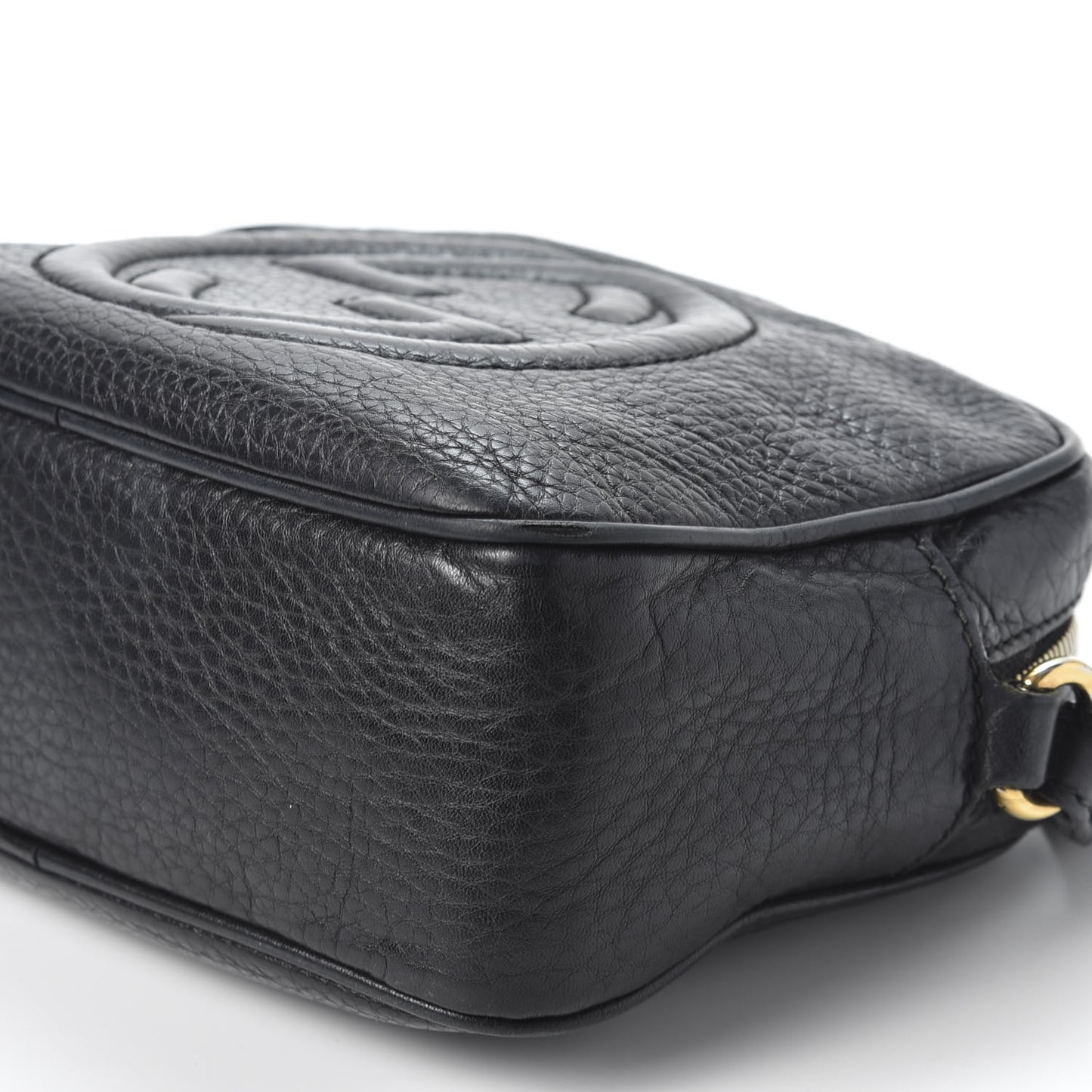 Pebbled Calfskin Small Soho Disco Bag Black