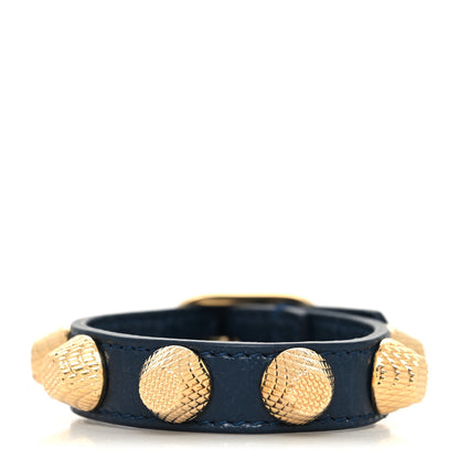 Balenciaga Agneau Giant 12 Gold Hardware Stud Bracelet M Bleu Obscur 1 of 6