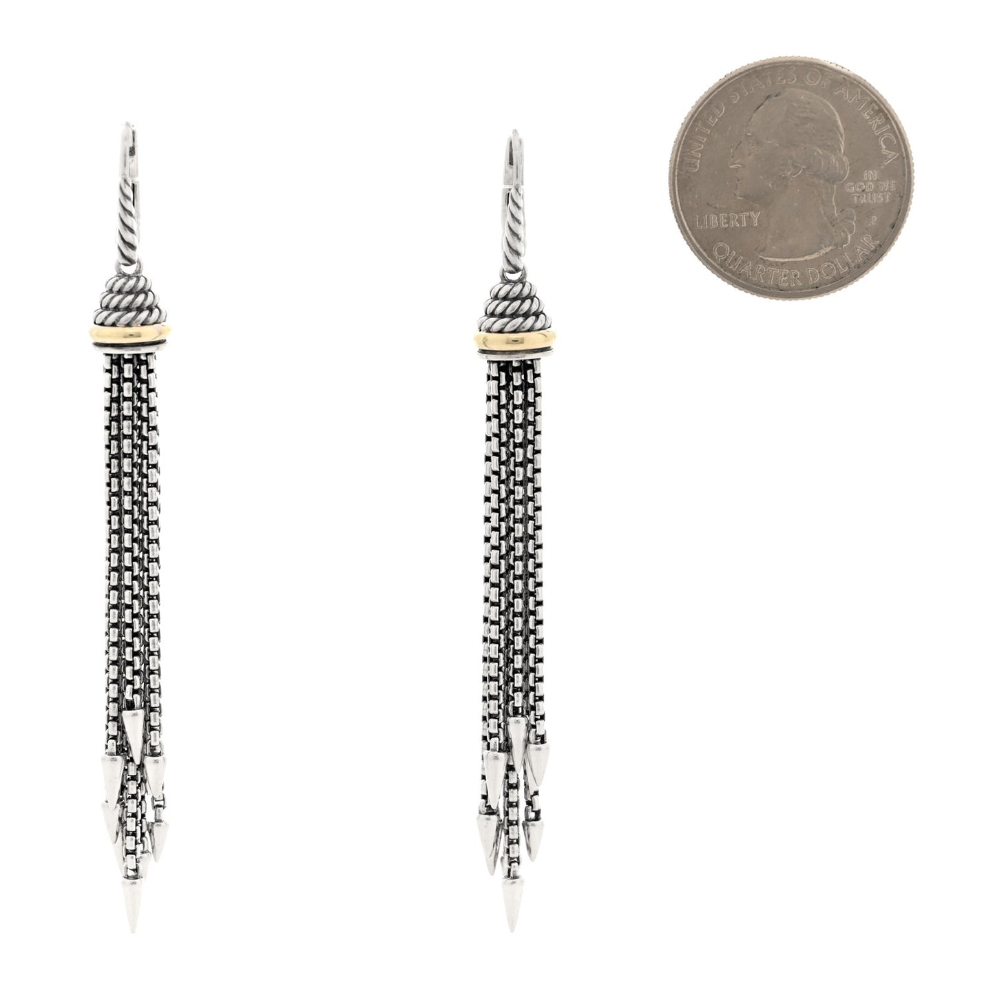 Sterling Silver 14K Yellow Gold Tassel Drop Earrings