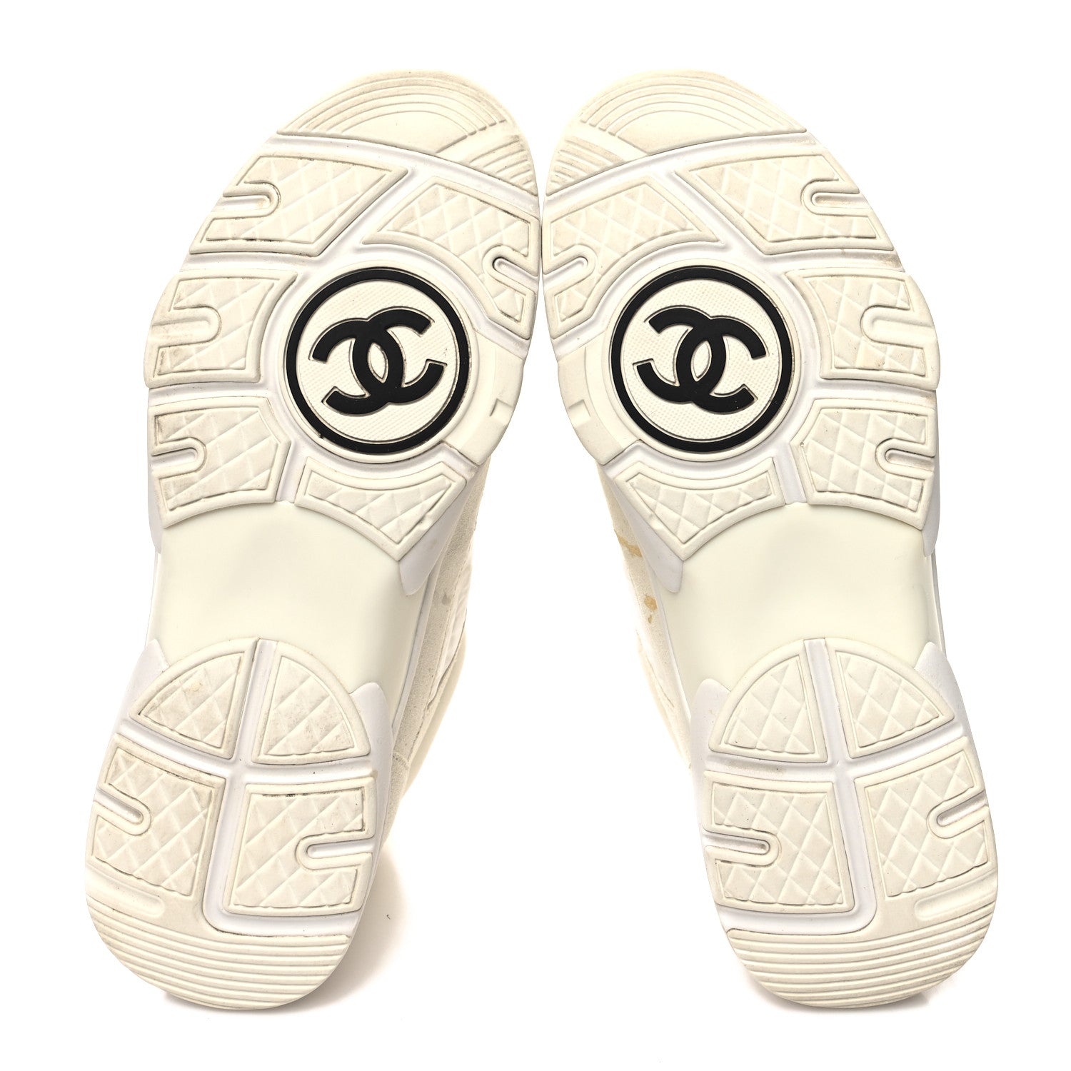 Chanel Suede Calfskin Fabric CC Sneakers 40 White 5 of 11