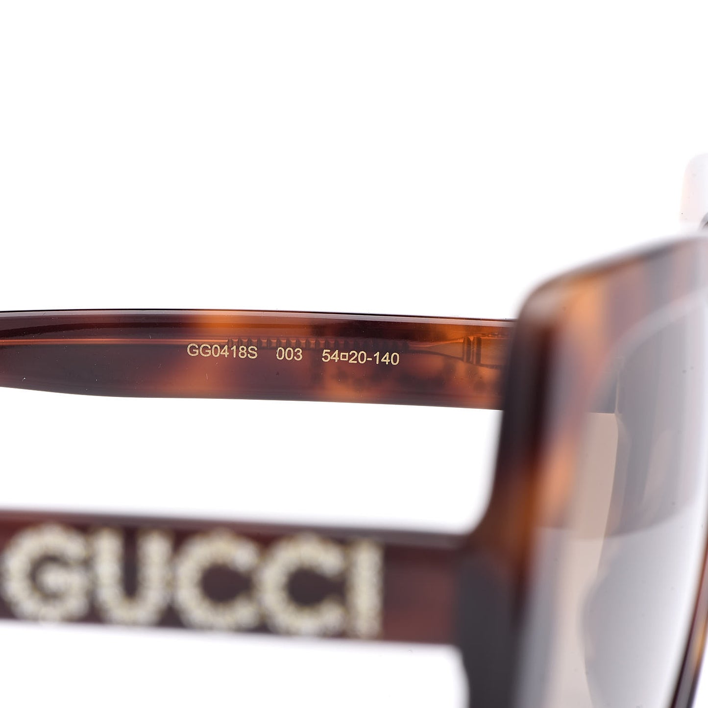 Square Frame Crystal Sunglasses GG 0418S Tortoiseshell