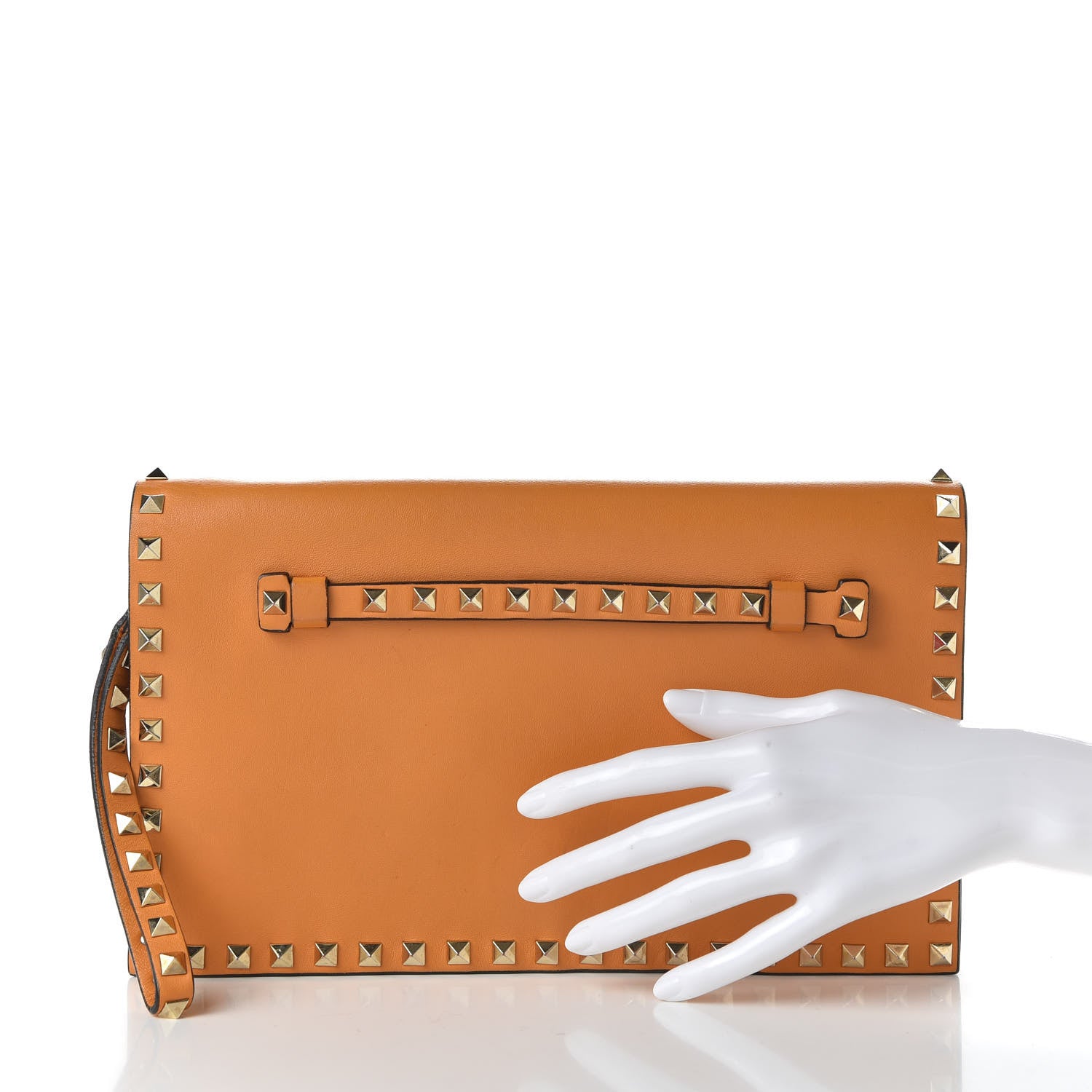Valentino Garavani Nappa Rockstud Wristlet Clutch Orange Fluo 2 of 10