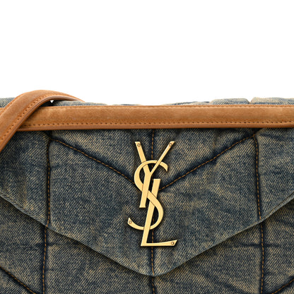 Saint Laurent Denim Quilted Small Loulou Puffer Monogram Chain Satchel Blue Cinnamon 8 of 12