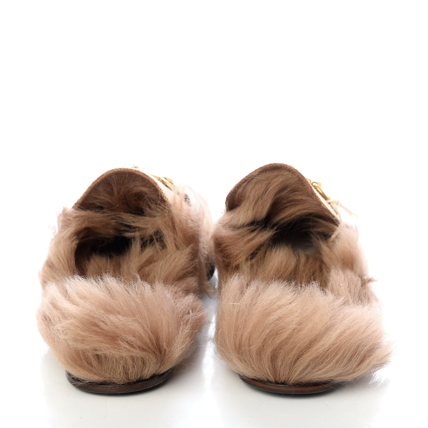 Gucci GG Monogram Fur Mens Princetown Slippers 10 Beige Ruggine Rust 9 of 10