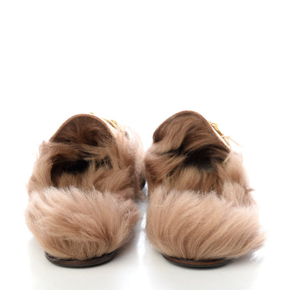 Gucci GG Monogram Fur Mens Princetown Slippers 10 Beige Ruggine Rust 9 of 10