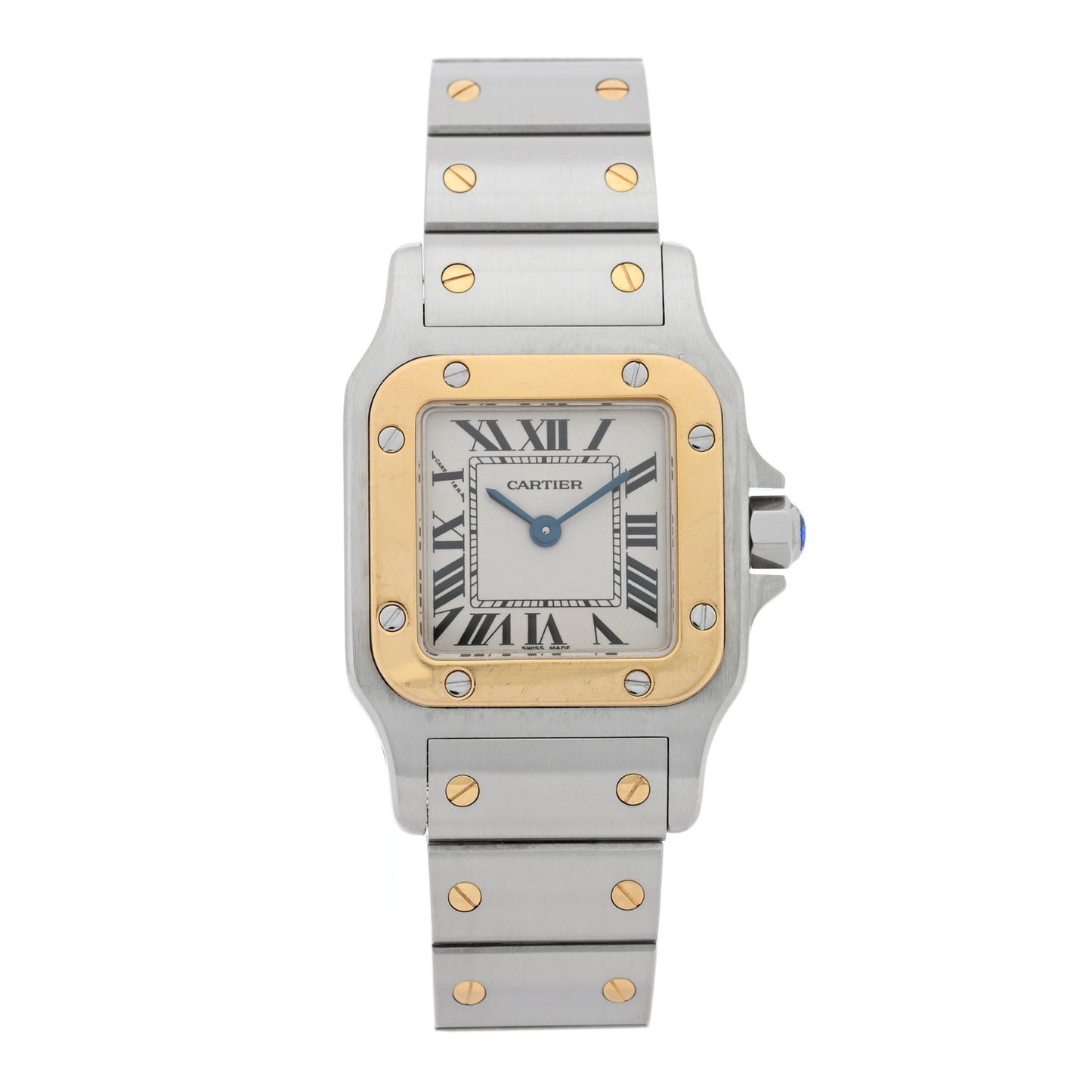 Stainless Steel 18K Yellow Gold 24mm Santos De Cartier Galbee Quartz Watch