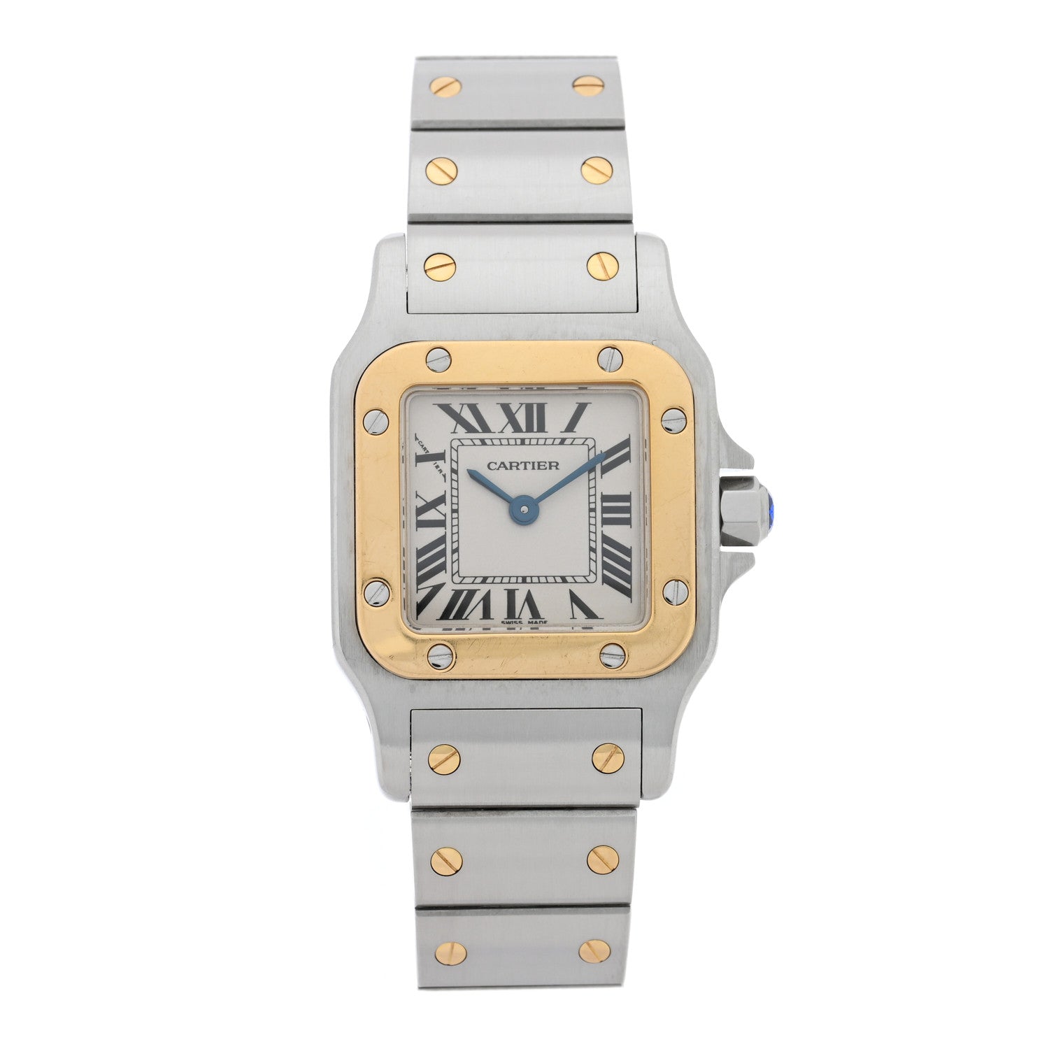 Cartier Stainless Steel 18K Yellow Gold 24mm Santos De Cartier Galbee Quartz Watch 1 of 4