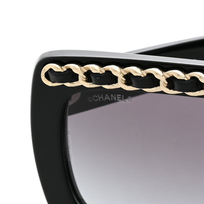 Chanel Acetate Calfskin Chain Rectangle Sunglasses 71625A Black 7 of 10
