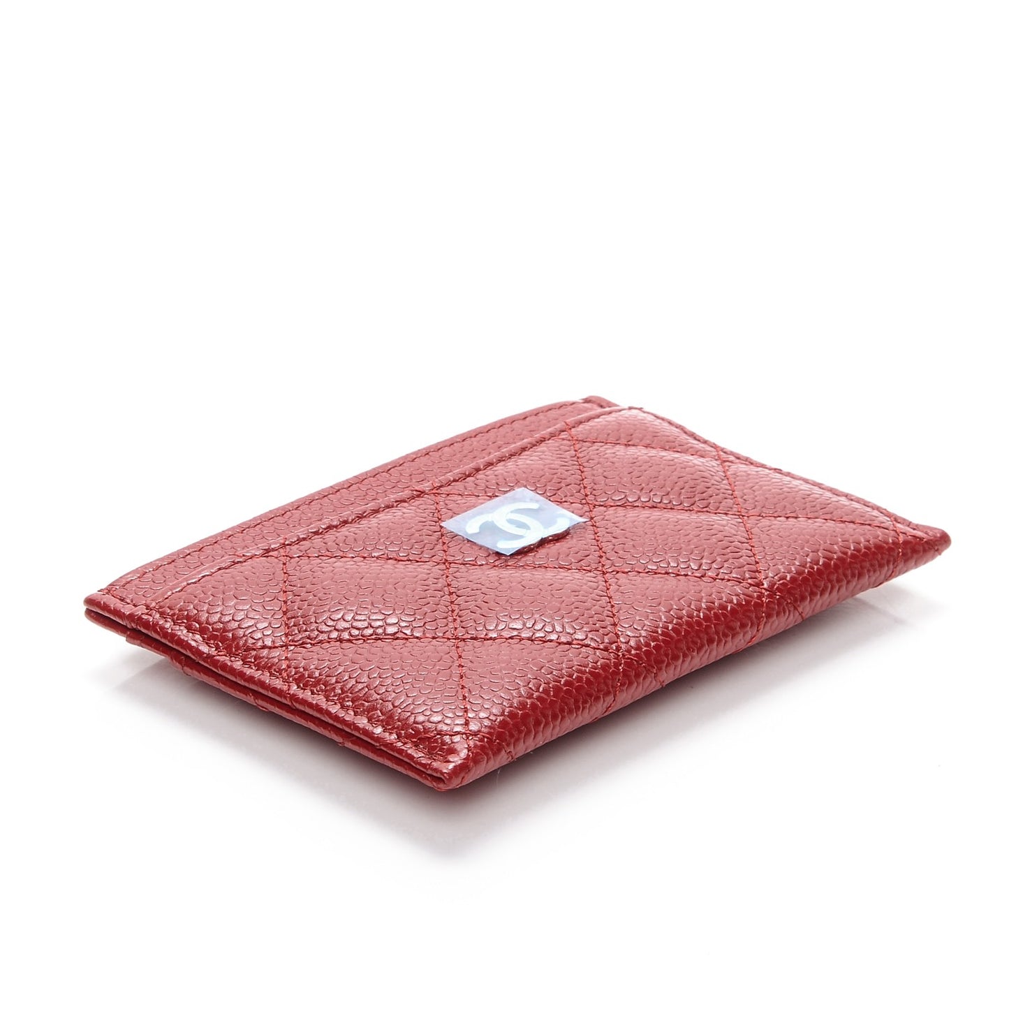 Caviar Quilted Card Holder Red