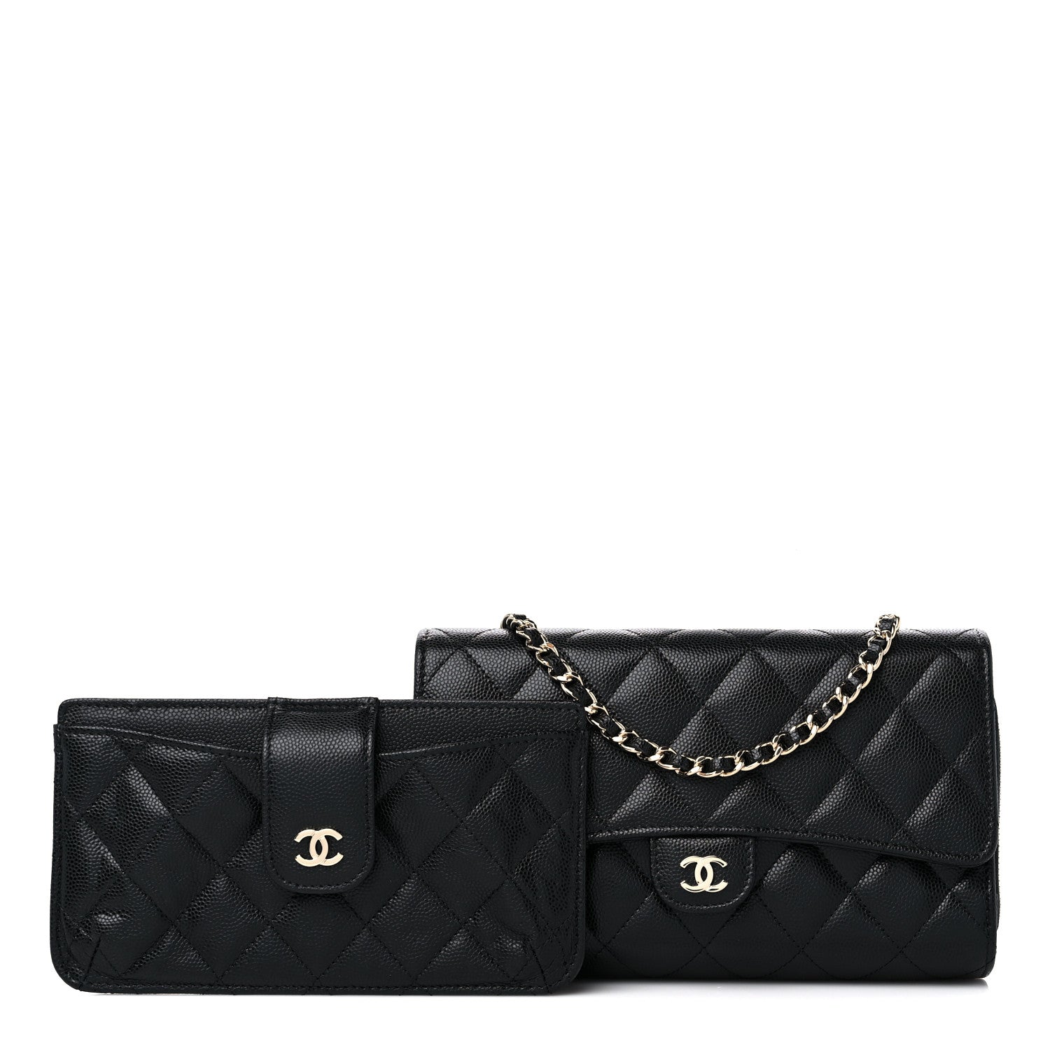 Chanel Caviar Quilted Phone Holder Wallet on Removable Chain Black 1 of 13