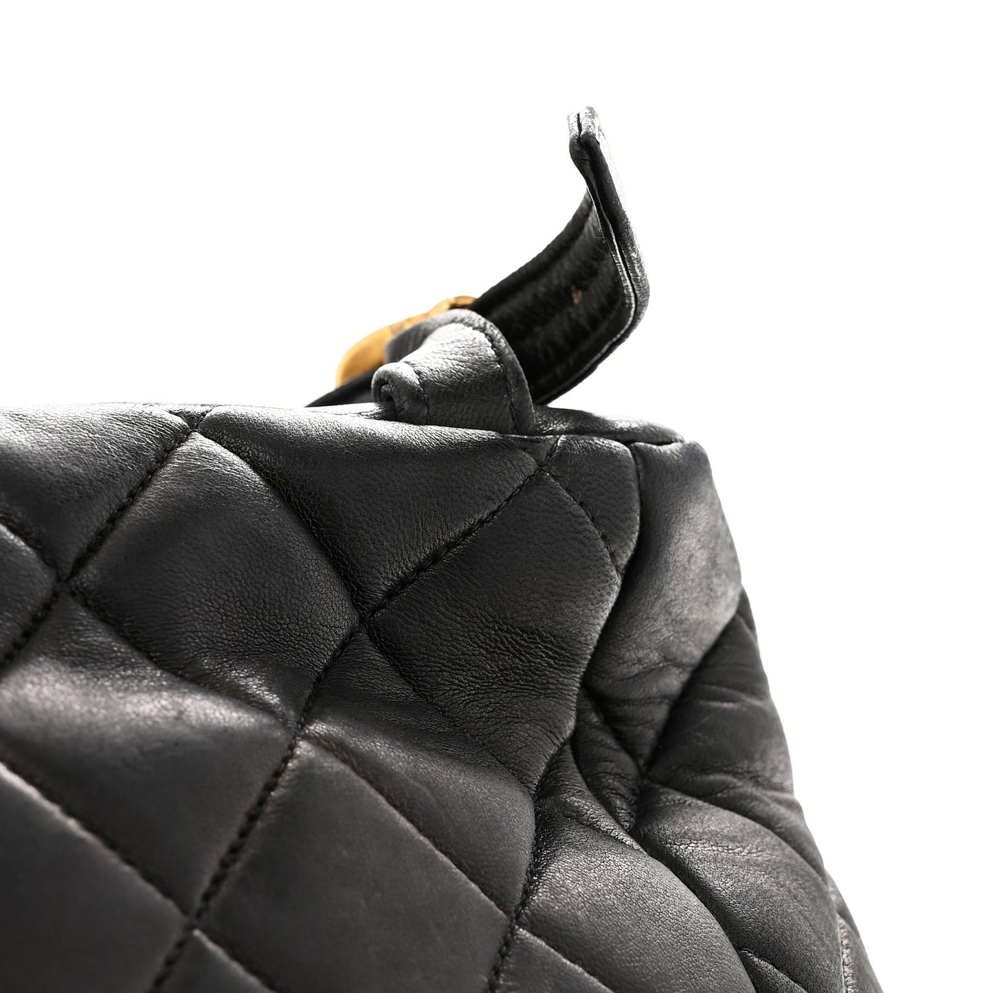 Lambskin Quilted Drawstring Backpack Black Black