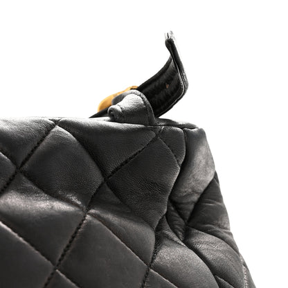 Chanel Lambskin Quilted Drawstring Backpack Black Black 11 of 12