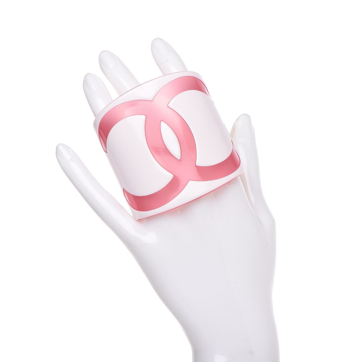 Resin CC Wide Cuff White Pink