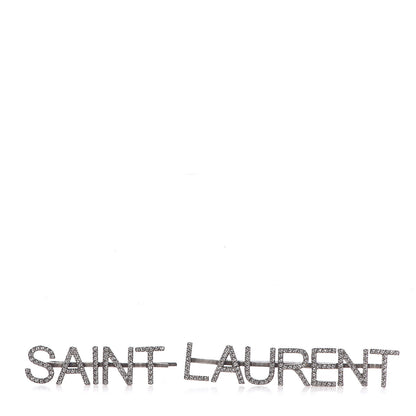 Saint Laurent Brass Crystal Barrette Oxidized Silver 1 of 3