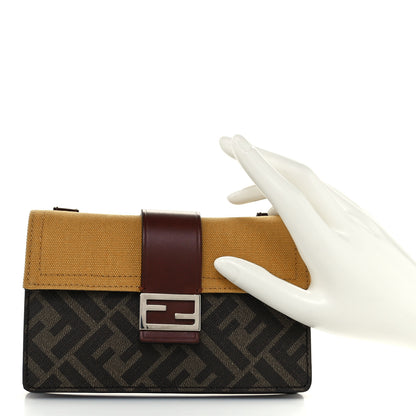 Fendi Glazed Fabric Cotton Vitello King Aura FF 1974 Baguette Belt Pouch Tobacco Moro Mimosa Gianda 2 of 12