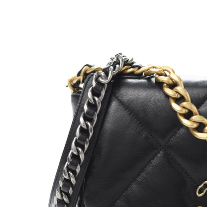 Chanel Goatskin Quilted Medium 19 Flap Black 10 of 12