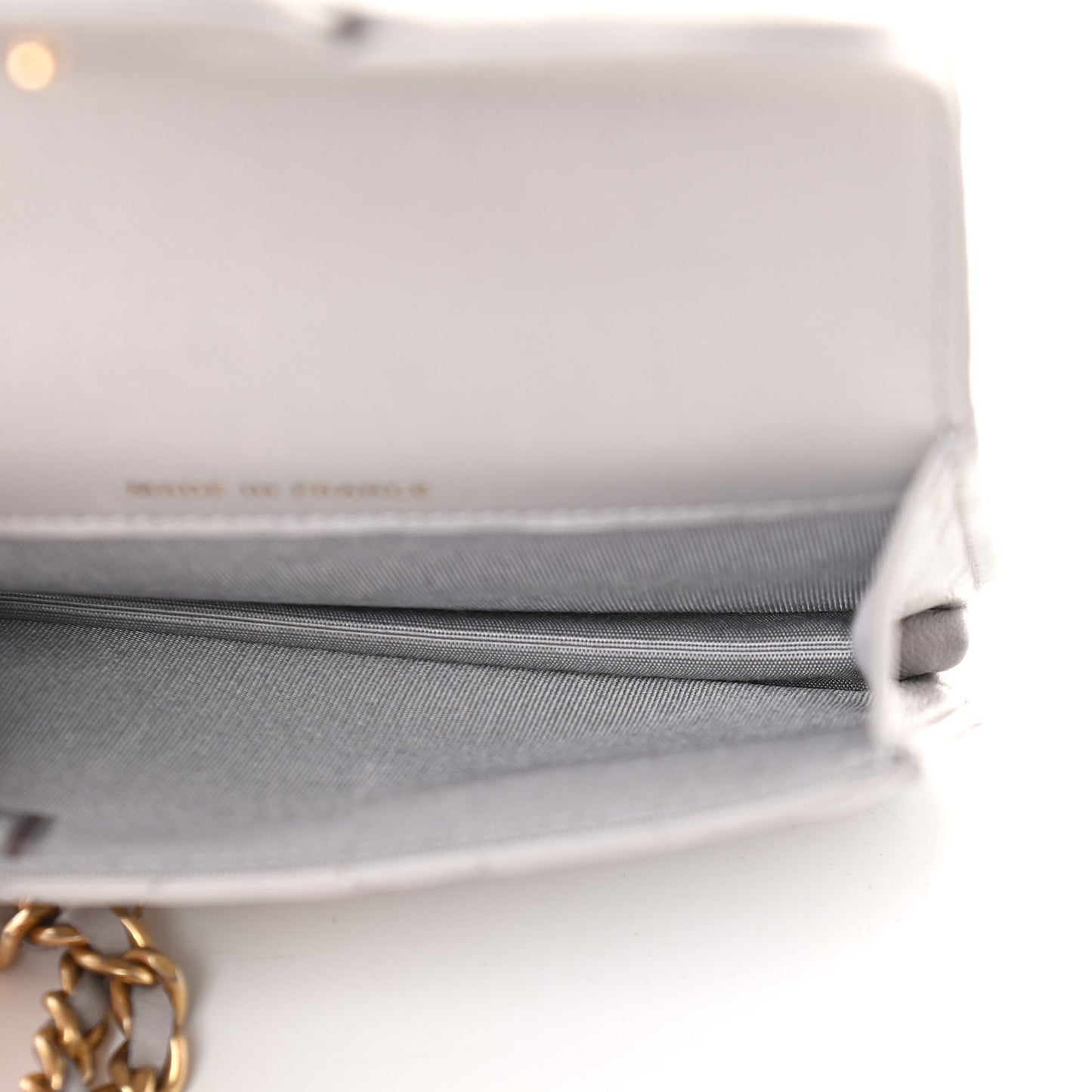 Lambskin Quilted Top Handle Flap Coin Purse With Chain Grey