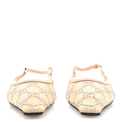 Gucci Suede Mesh Crystal GG Monogram Slingback Ballet Flats 36.5 Light Powder Skin Rose 3 of 7