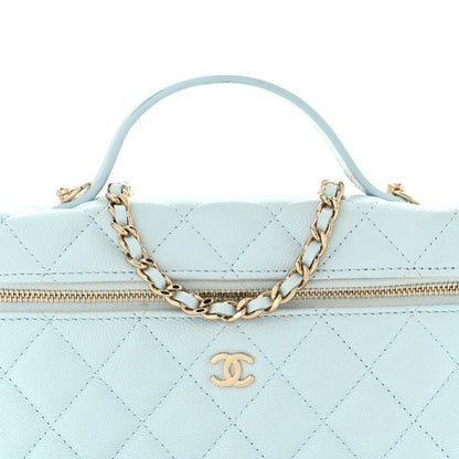 Chanel Caviar Quilted Top Handle Slim Vanity With Chain Light Blue 8 of 11