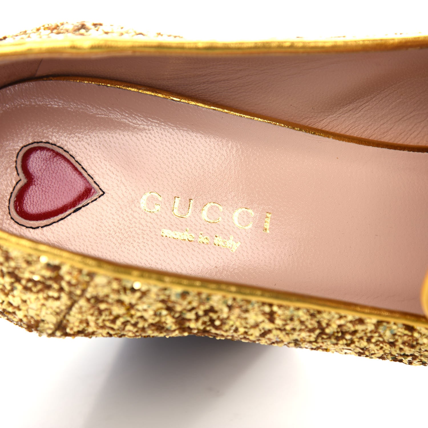 Gucci Glitter Nappa Web Peyton 75mm Loafer Pumps 38.5 Oro Vecchio 8 of 11