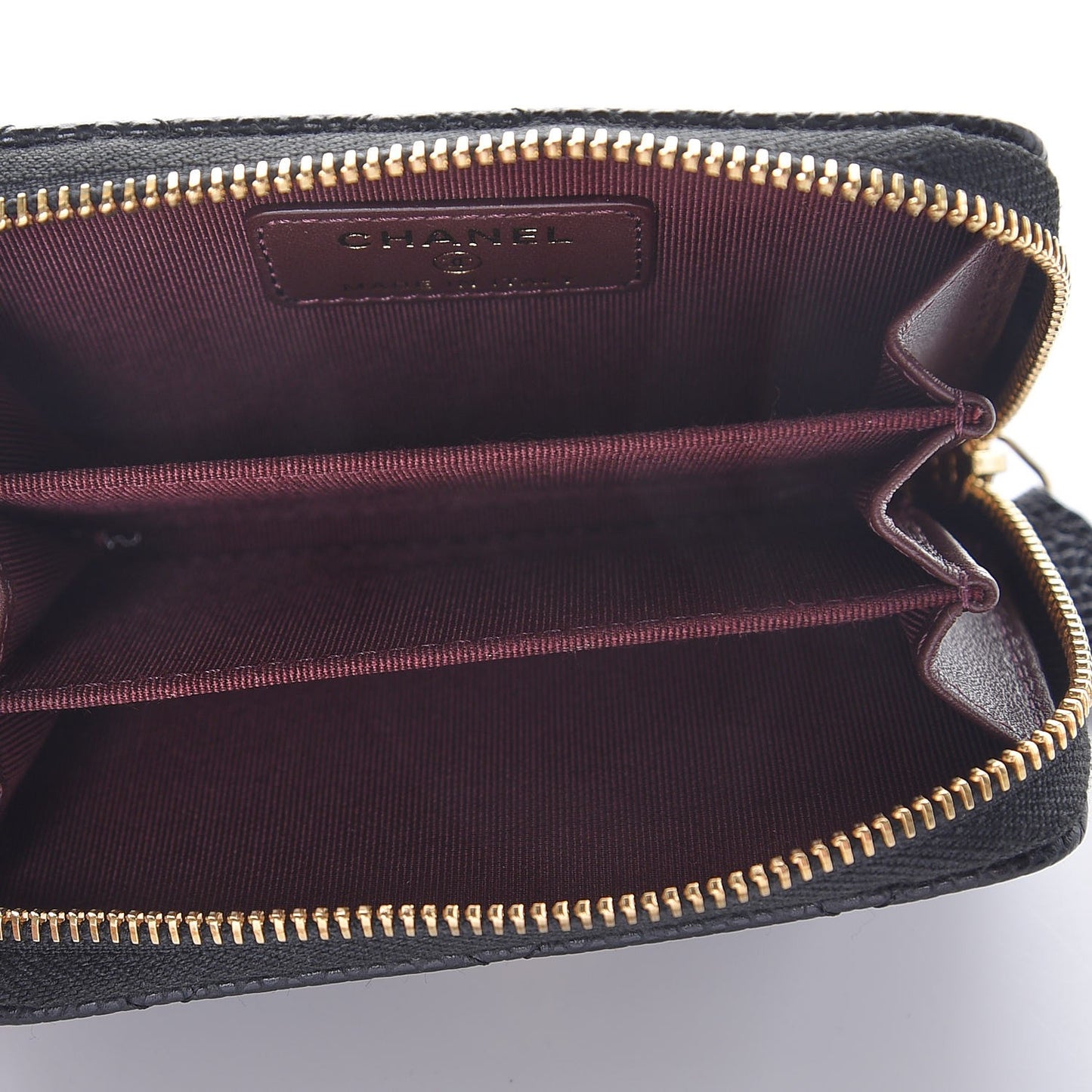 Caviar Quilted Zip Coin Purse Black