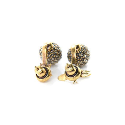 Christian Dior Metal Bee Star Tribale Earrings Aged Gold 2 of 4