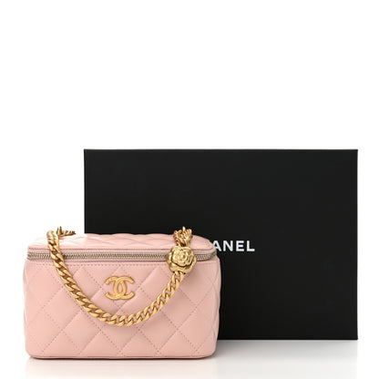 Chanel Lambskin Quilted Sweet Camellia Small Vanity Case With Chain Pink 12 of 12
