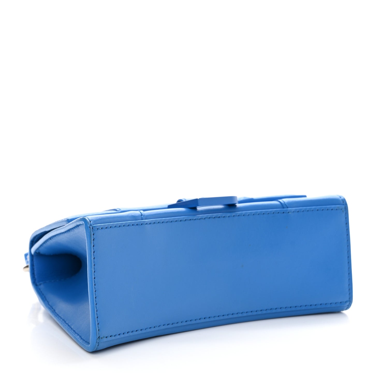 Shiny Box Calfskin Tonal B Hourglass Top Handle Bag XS Screen Blue