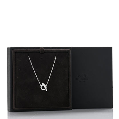 Hermes 18K White Gold Diamond Finesse Pendant Necklace 6 of 6