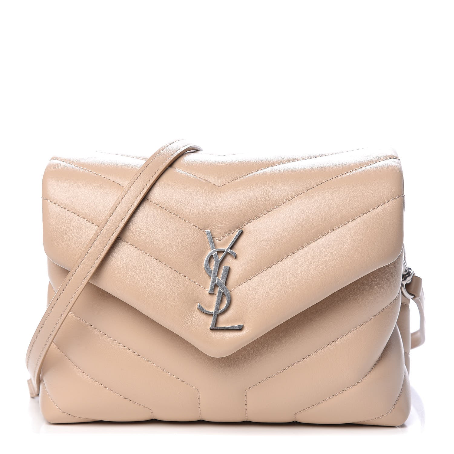 Saint Laurent Calfskin Y Quilted Monogram Toy Loulou Satchel Nude Powder 1 of 12
