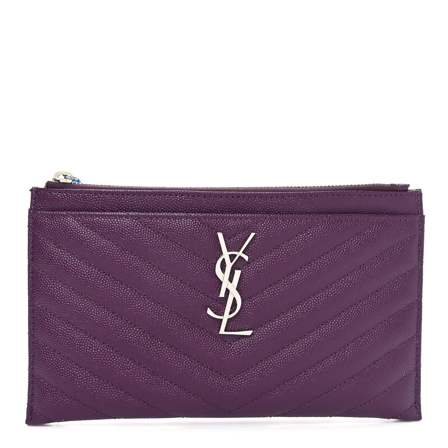 Saint Laurent Grain De Poudre Matelasse Chevron Monogram Bill Pouch Amaranto 1 of 8