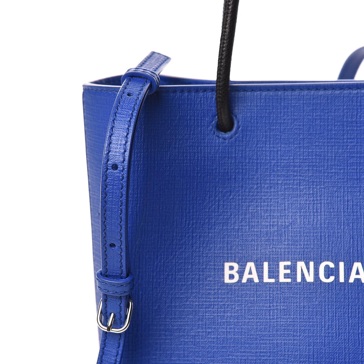 Balenciaga Squared Calfskin Logo Shopping Tote XXS Electric Bleu 12 of 12