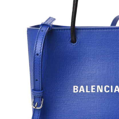 Balenciaga Squared Calfskin Logo Shopping Tote XXS Electric Bleu 12 of 12