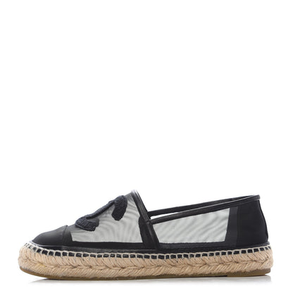 Chanel Mesh Grosgrain CC Espadrilles 38 Black 1 of 9