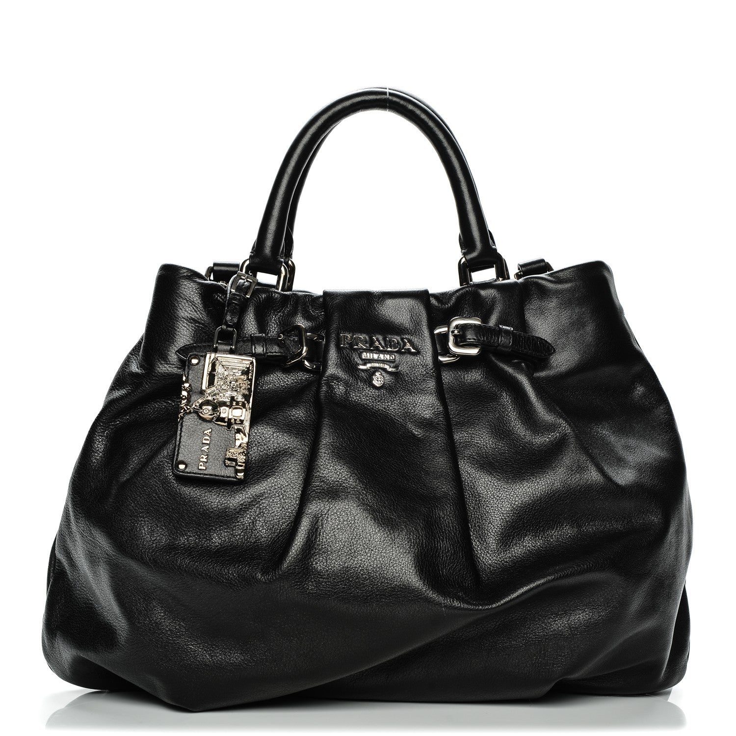 Prada Deerskin Shoulder Bag Black 1 of 8