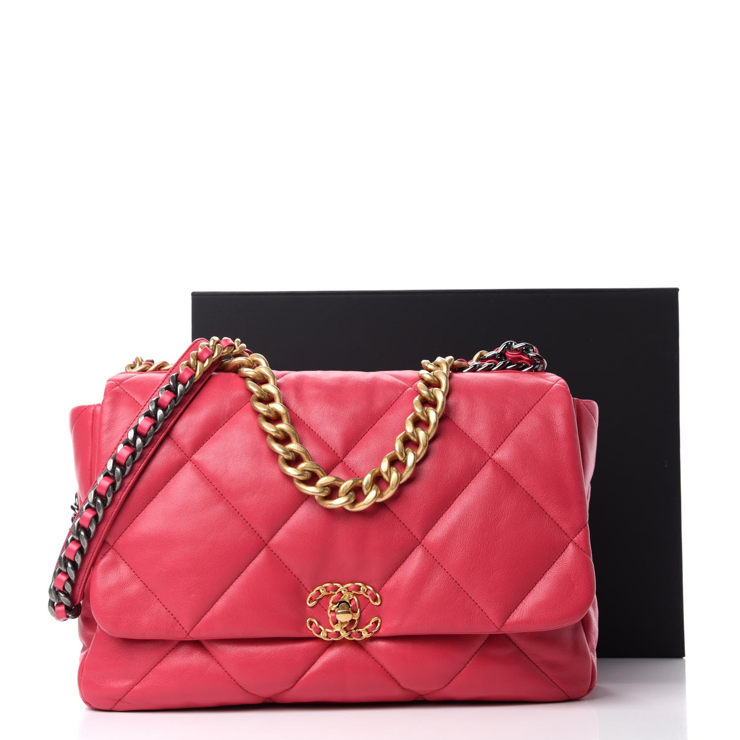 Chanel Goatskin Quilted Maxi Chanel 19 Flap Pink 11 of 11