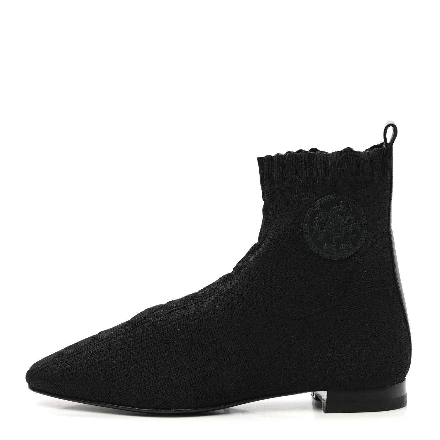 Hermes Knit Calfskin Duo Ankle Boots 37 Black 1 of 7
