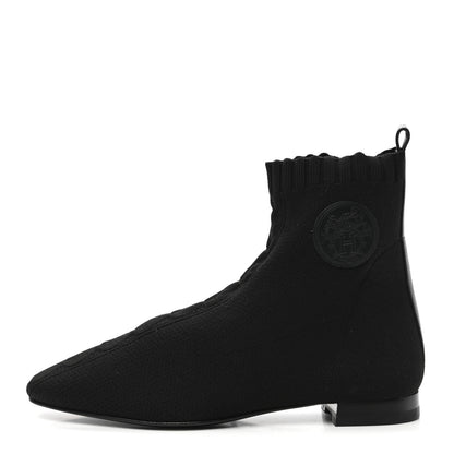 Hermes Knit Calfskin Duo Ankle Boots 37 Black 1 of 7