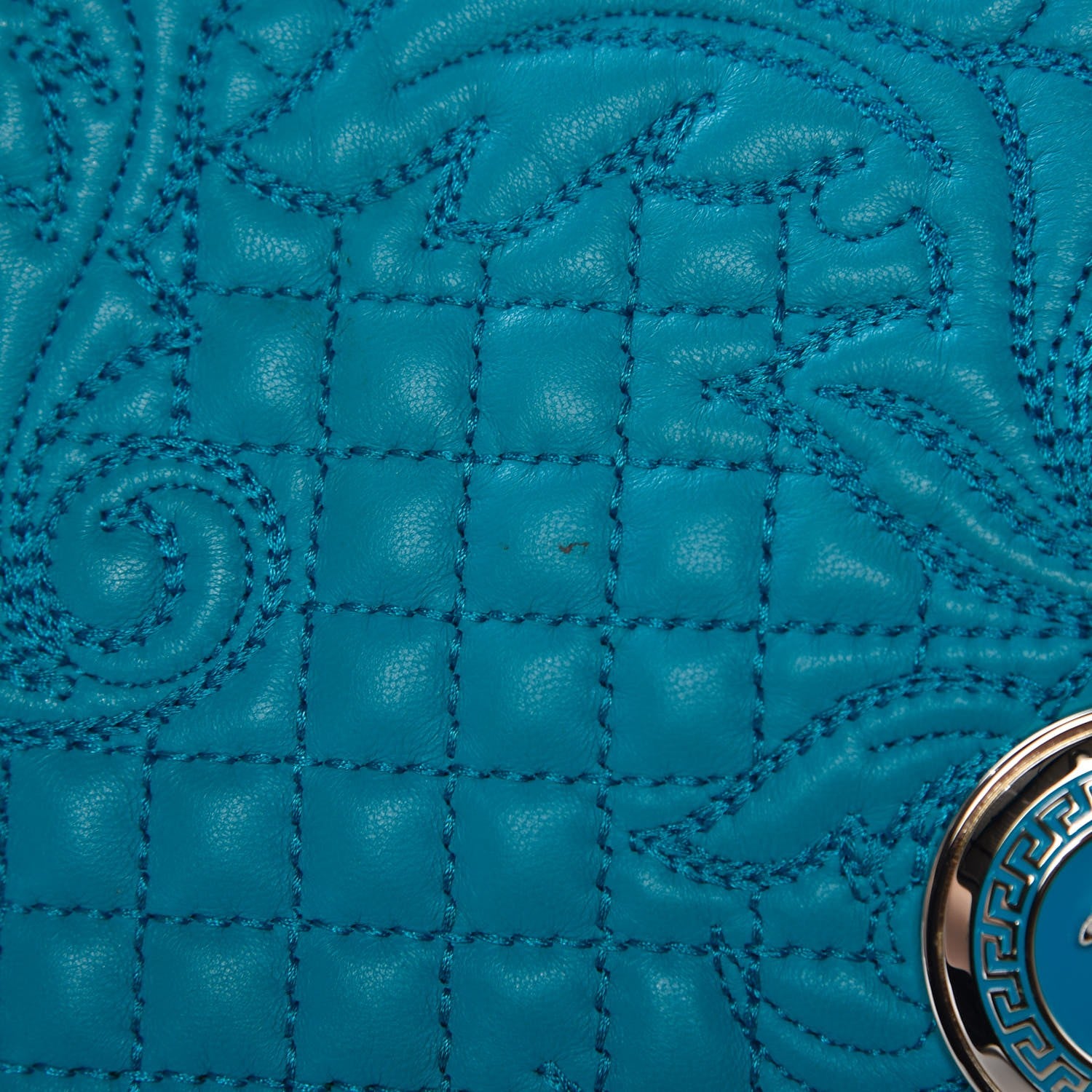 Versace Nappa Barocco Quilted Vanitas Medea Shoulder Bag Blue 7 of 7