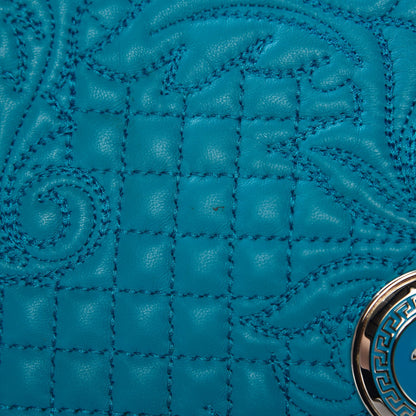 Versace Nappa Barocco Quilted Vanitas Medea Shoulder Bag Blue 7 of 7