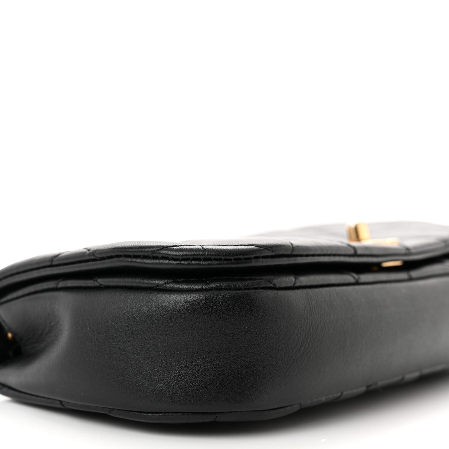 Calfskin Quilted Coco Mail Clutch With Chain Black