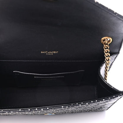 Saint Laurent Grain De Poudre Textured Mixed Matelasse Triquilt Small Monogram Pin Dot Print Satchel Black 4 of 4