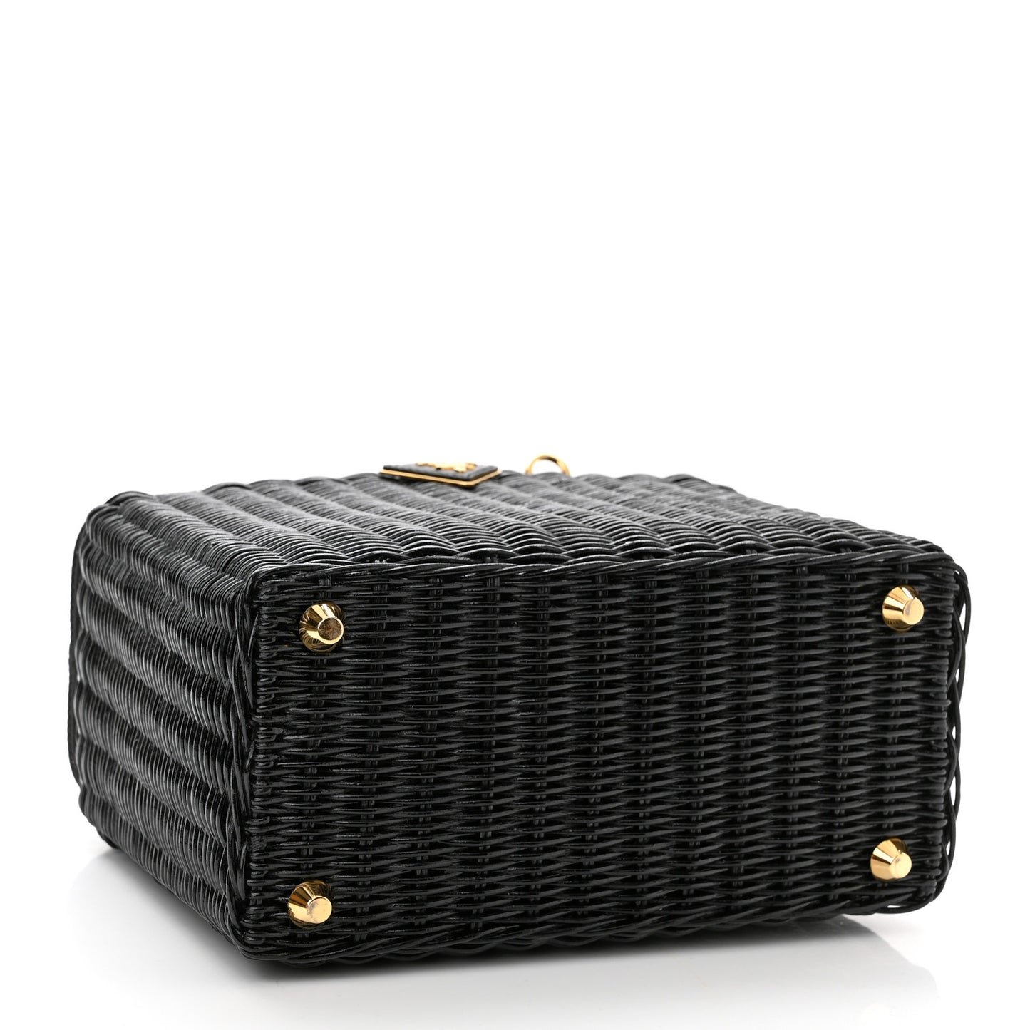 Wicker Canvas Shoulder Bag Black