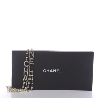 Chanel Pearl Crystal Cha-Nel Logo Necklace Gold 6 of 6