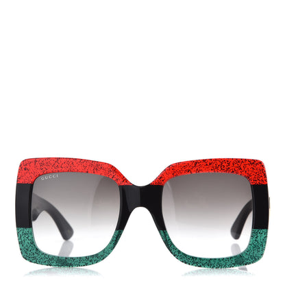 Gucci Square Frame GG0083S Sunglasses Glitter Red Black Green 3 of 8